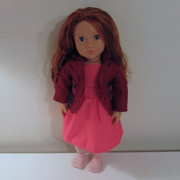 Our Generation Clothing, red riding jacket, pink dress and tights - Picture 4 of 7